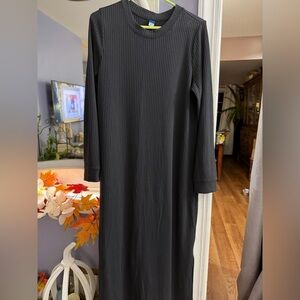 Old Navy Charcoal Ribbed Long Sleeve Dress